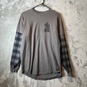 Walt Disney World Plaid Mickey Mouse‎ Spirit Jersey Black Gray Size Small